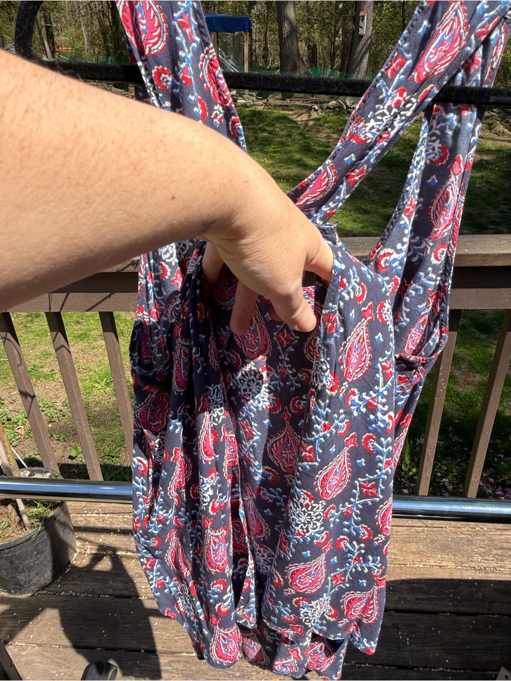 Lucky Brand V-Neck Tank Top in Navy and Red - Picture 5 of 7